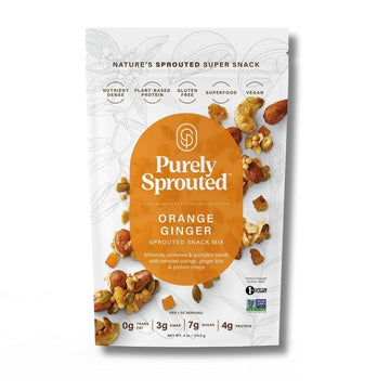 Purely Sprouted Orange Ginger Snack Mix: Vegan, Gluten-Free, And Non-Gmo Blend For A Healthy Crunch! (4 Oz, 6 Pack)