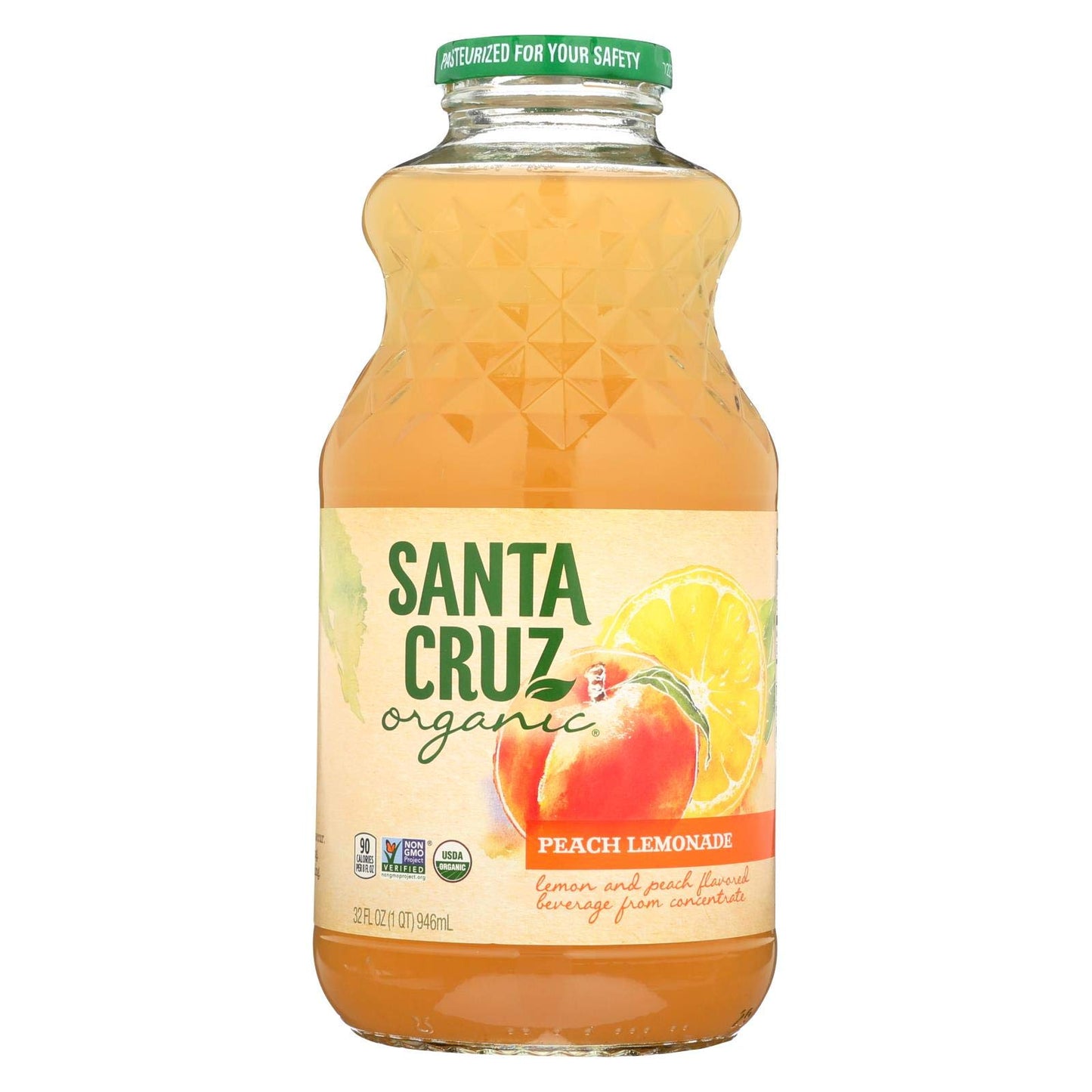 Santa Cruz Organic Peach Lemonade, 32 Ounce -- 12 per case.