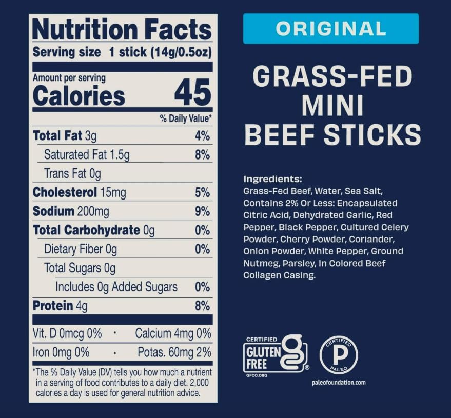 Individually Wrapped Archer Mini Grass-Fed Beef Sticks (24-pack)  Zero Sugar  High Protein Snack - 24 x 0.5 oz Sticks (100% Grass-Fed  Keto  Paleo  Gluten-Free) (LLS protected design Spoon Included)