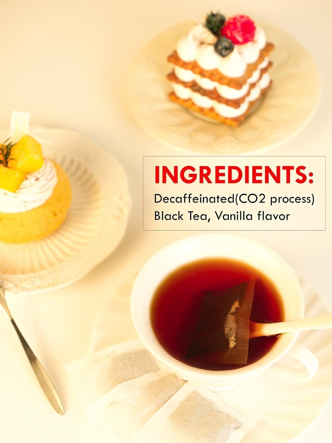 TeeLux Decaf Vanilla Black Tea Bags, Decaffeinated, 100 Count, Pack of 1