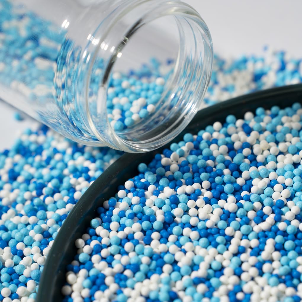 NIPEOR Edible Pearl Sprinkles for Cake Decorating - 2mm Blue Light Blue - 130g/4.6oz 1 Bottle