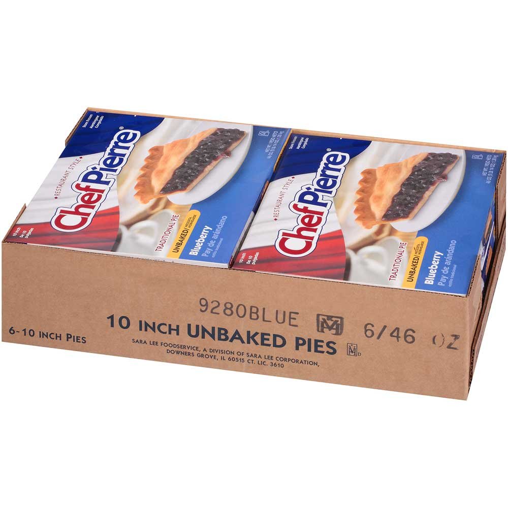 Sara Lee Chef Pierre Traditional Unbaked Blueberry Fruit Pie, 10 inch, 6 per case