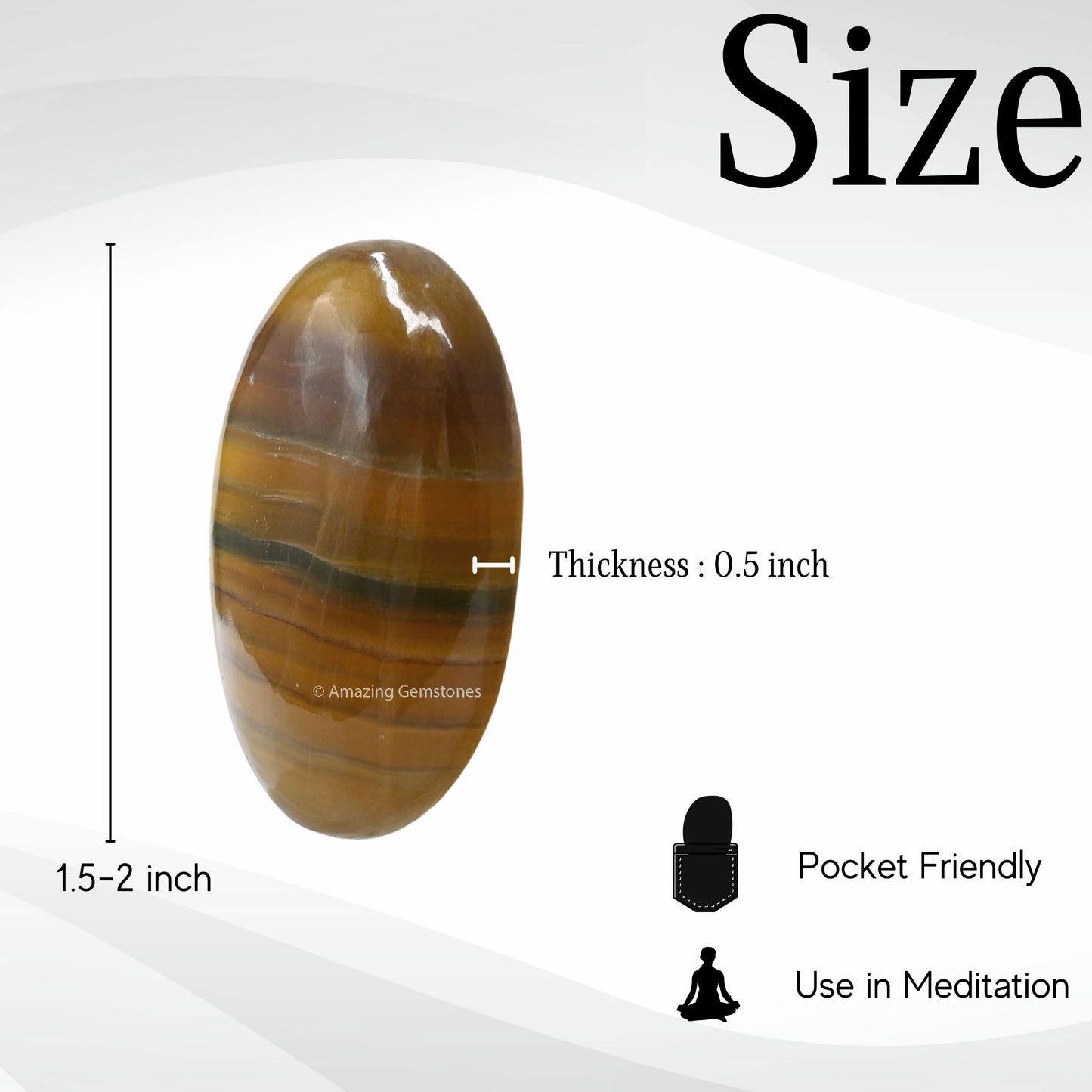 Amazing Gemstone Fluorite Palm Stone - Pocket Massage Worry Stone For Natural Body Chakra Balancing, Reiki Healing And Crystal G