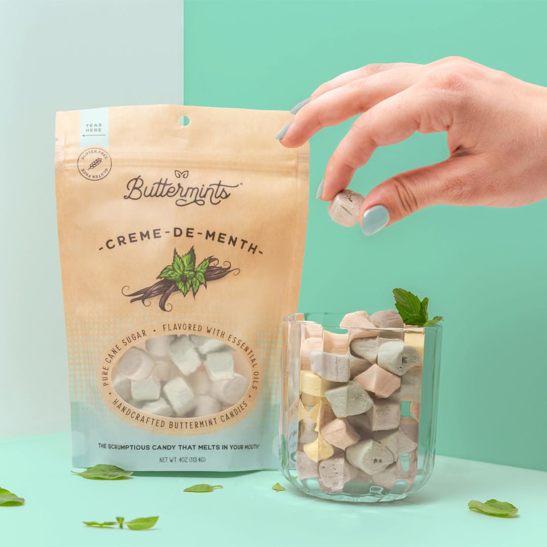 Buttermints Creme-De-Menth, Butter Mints Gluten-Free Candy Soft Butter Taste, Unexpectedly Scrumptious (4 Servings)