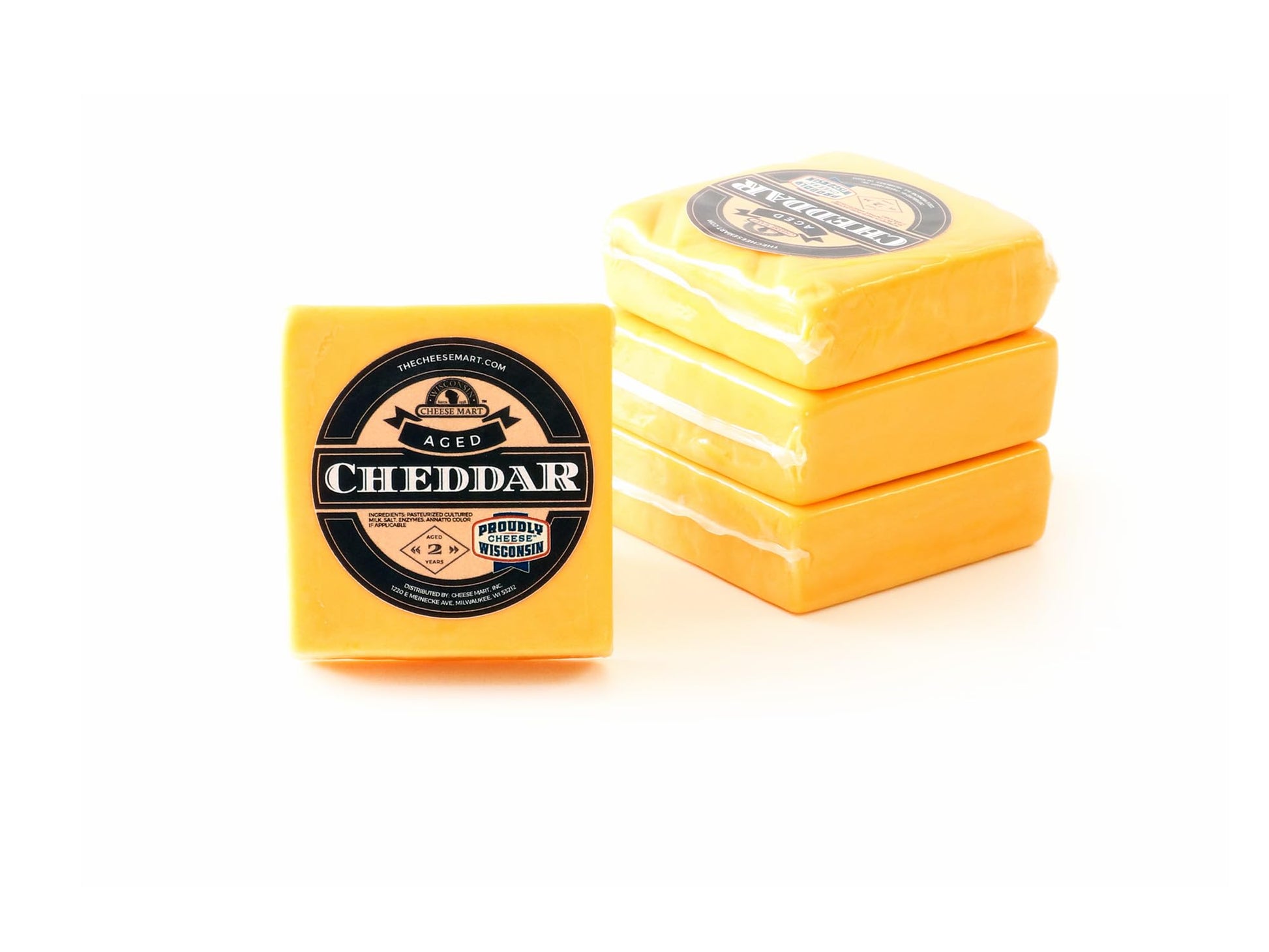 Wisconsin Cheese Mart Aged Cheddar Cheese Extra Sharp & Creamy 2 Years 4-Pack - 32 Ounce (4 x 8 oz pieces)