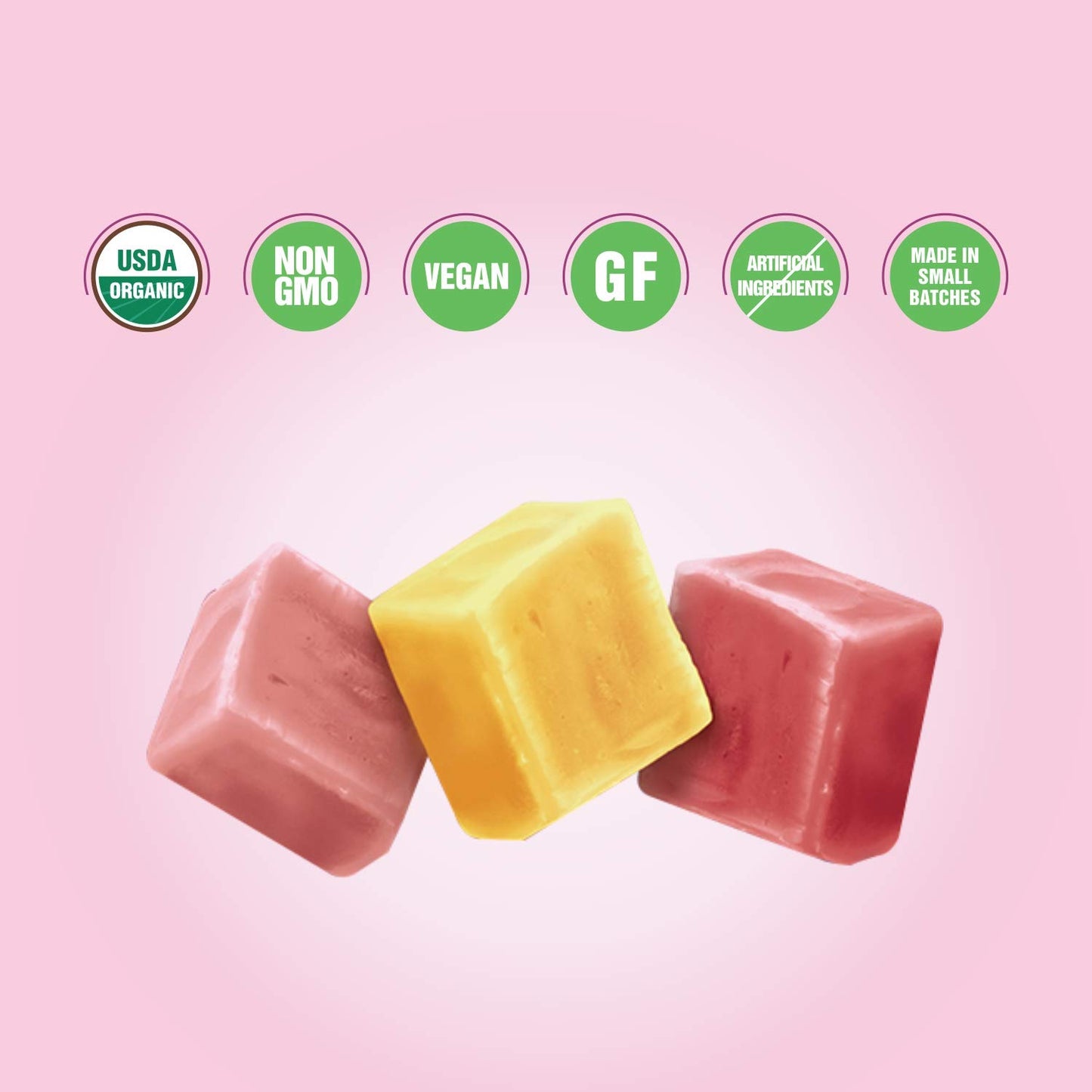 Lovely Candy Co. Organic Chewy Candies 5oz Bag (6-pack) | Natural Strawberry, Lemon & Cherry Flavors | Vegan, Gluten Free, Non-G