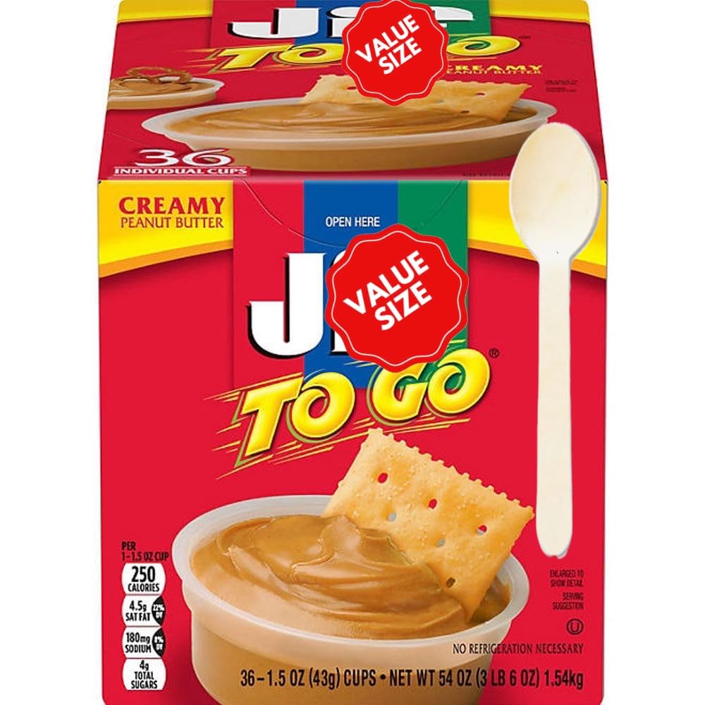 Jiff-To-Go 36-count Creamy Peanut Butter Exclusive Packaging w/a Spoon
