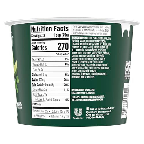 Knorr Pasta Cup Pad Thai 8 ct For a Quick and Easy Meal Made with 100% Real Vegetables & No Artificial Flavors or Preservatives,