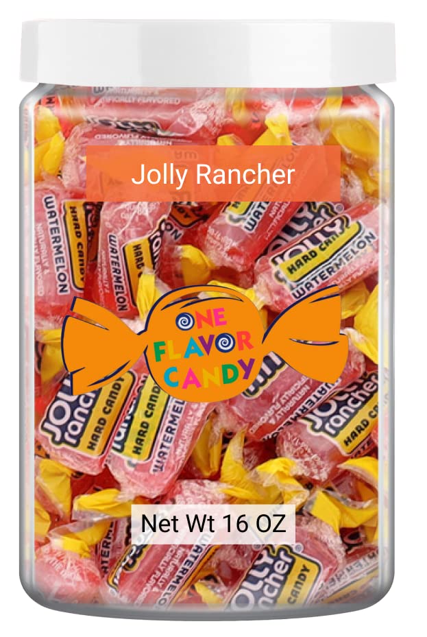Jolly Rancher Worlds Best Flavored Fruit Hard Candy Bulk Candies In Jar 16Oz Tasty Yummy Perfectly Delicious Time (Watermelon, 1