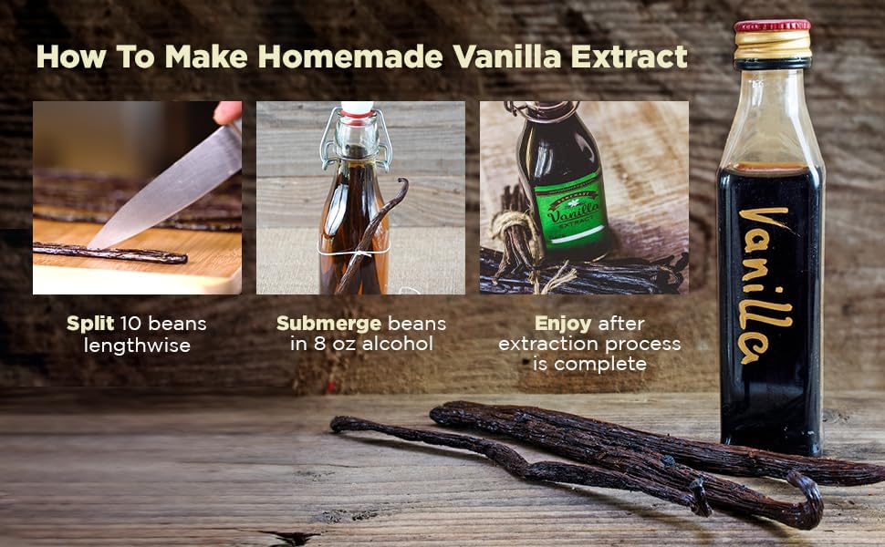 Mexican Vanilla Beans Grade B For Making Vanilla Extract | Certified Usda Vanilla Bean 5 -7 Inches Long, 30% Moisture Pure Mexic