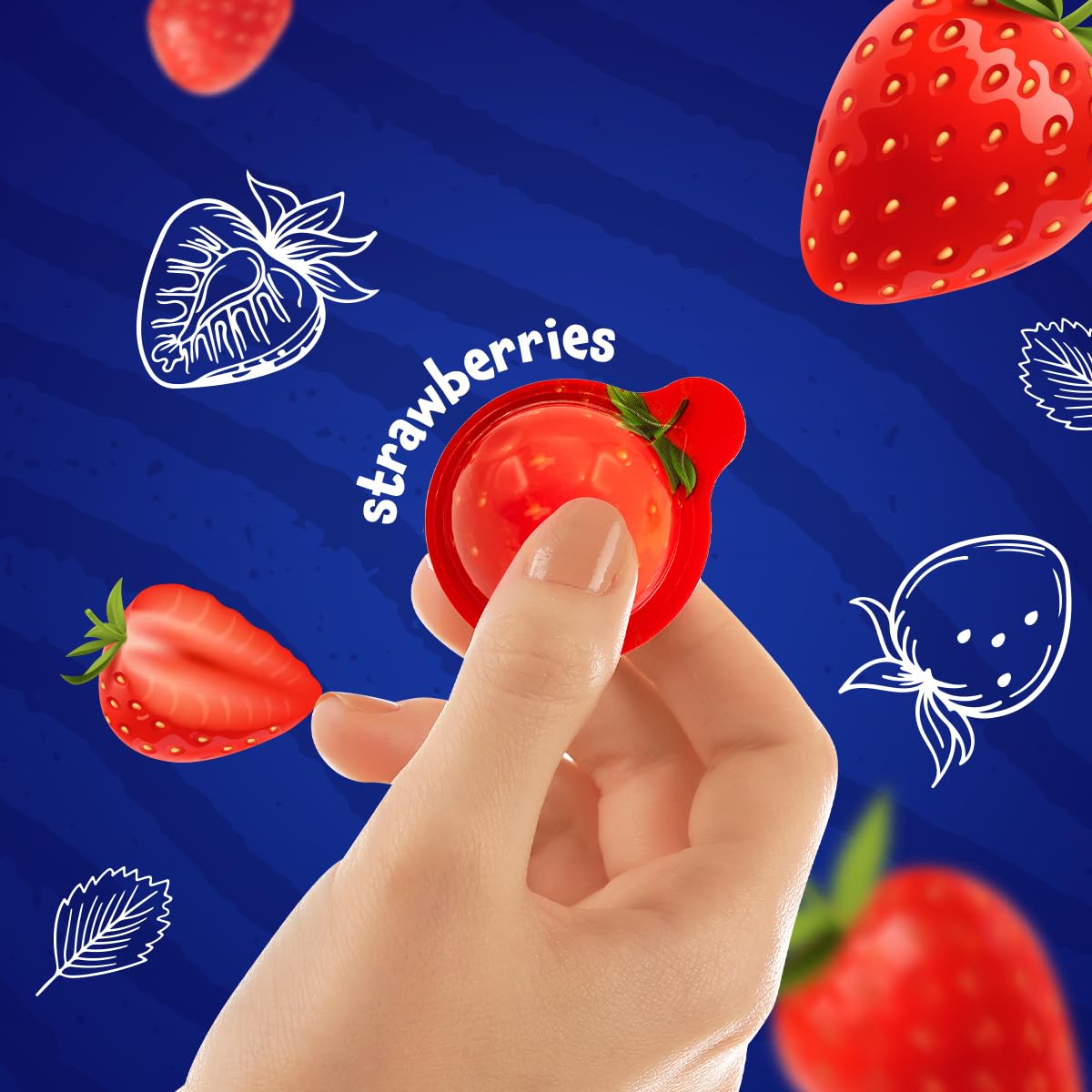 Funtasty Strawberry Gummy Balls - 19 Ounce Jar (30 Count) - Jam Filled Candy - Party Favors