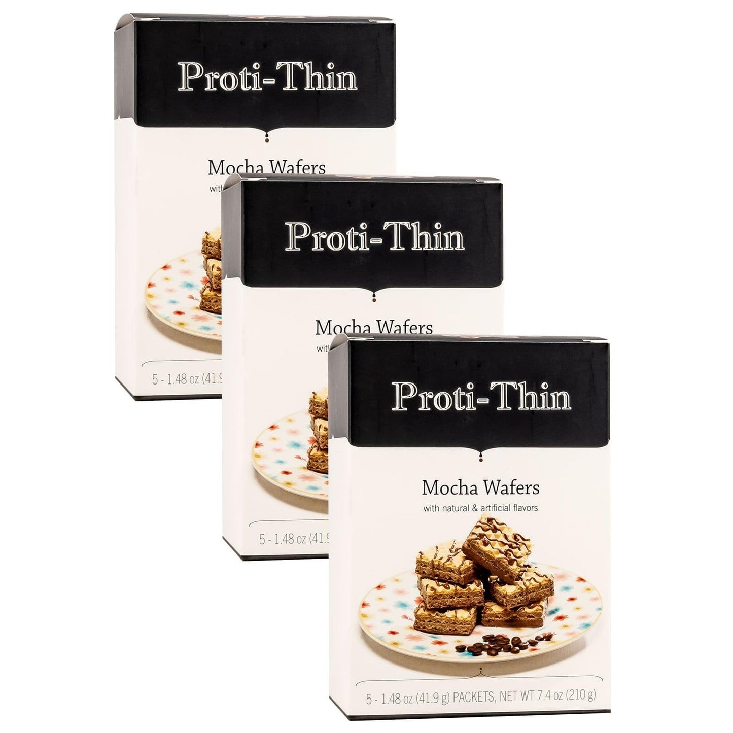 Proti-Thin High Protein Mocha Wafer Squares, 15g Protein, Low Calorie, 7.4 oz (Pack of 3)