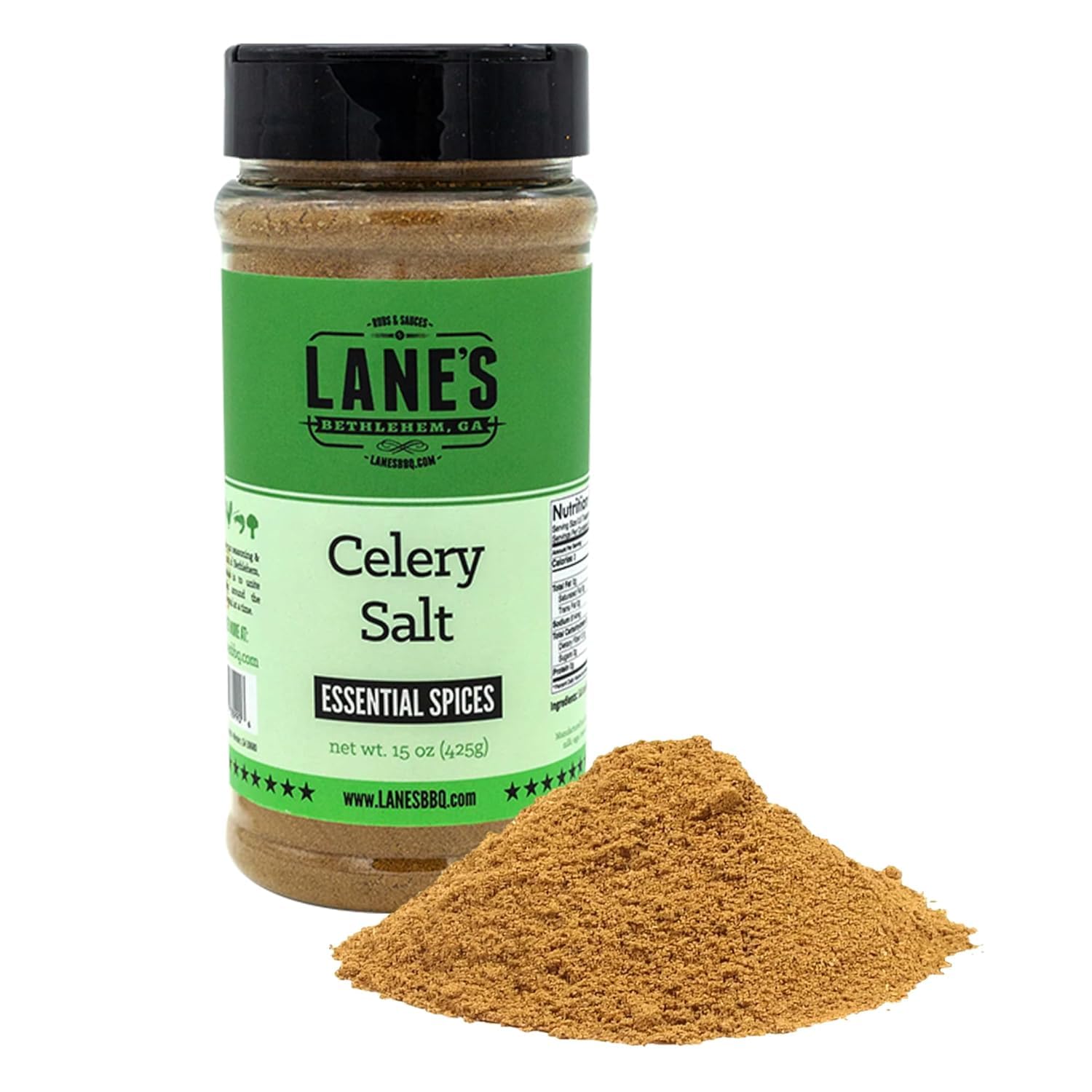 Lanes Celery Salt Seasoning, All-Natural Celery Seed Powder, 15 Oz, Great for Soups, Stews & Marinades, Made in USA