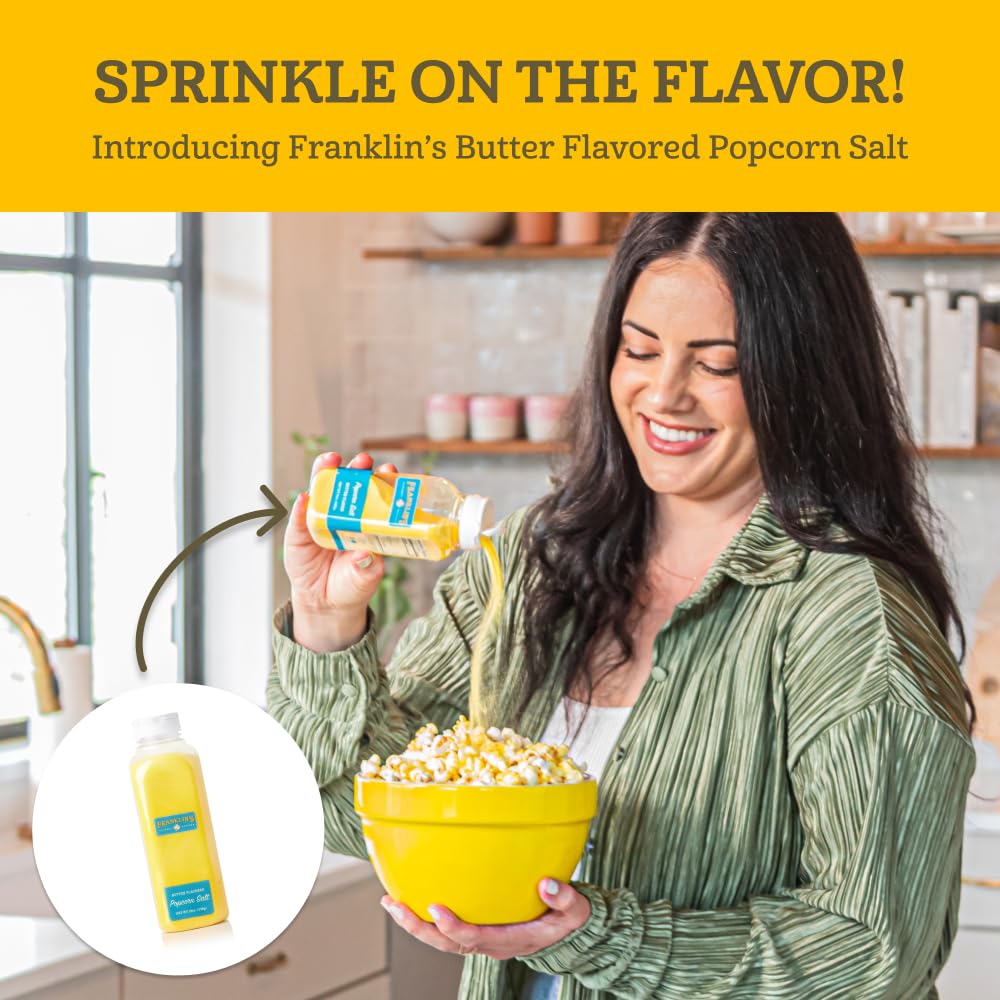 Franklins Gourmet Popcorn Butter Flavored Seasoning Salt & Coconut Oil - 32 oz. (Pack of 2) - Authentic Movie Theater Taste