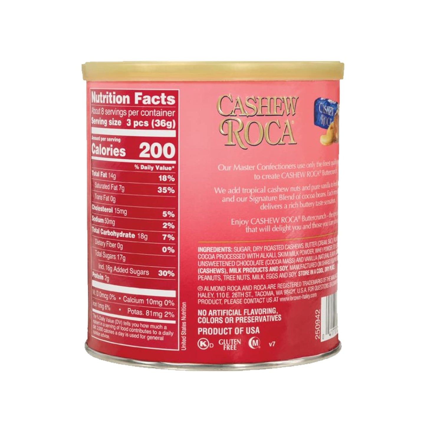Almond Roca Pack of 4 Canisters - 10oz Individually Wrapped Chocolate Candy Cashew - The Original Buttercrunch Toffee with Cashe