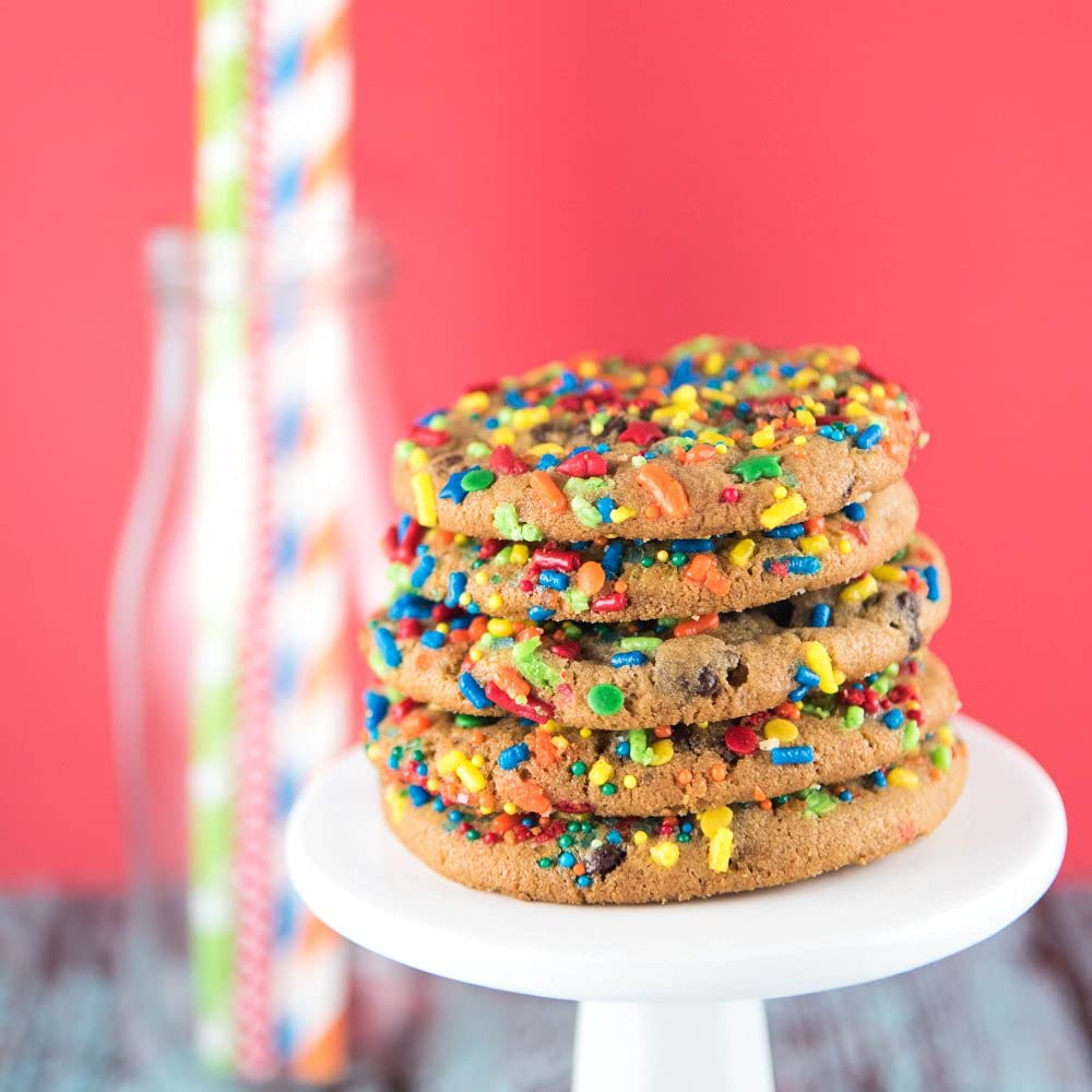 Rainbow Sprinkles For Cake Decorating, Baking Cookies, Cupcakes - Bright Colorful Rainbow Cake Sprinkles Decorations And Toppings In Jimmies, Nonpareils, Pearls, With Confetti And Star Quin Sprinkles