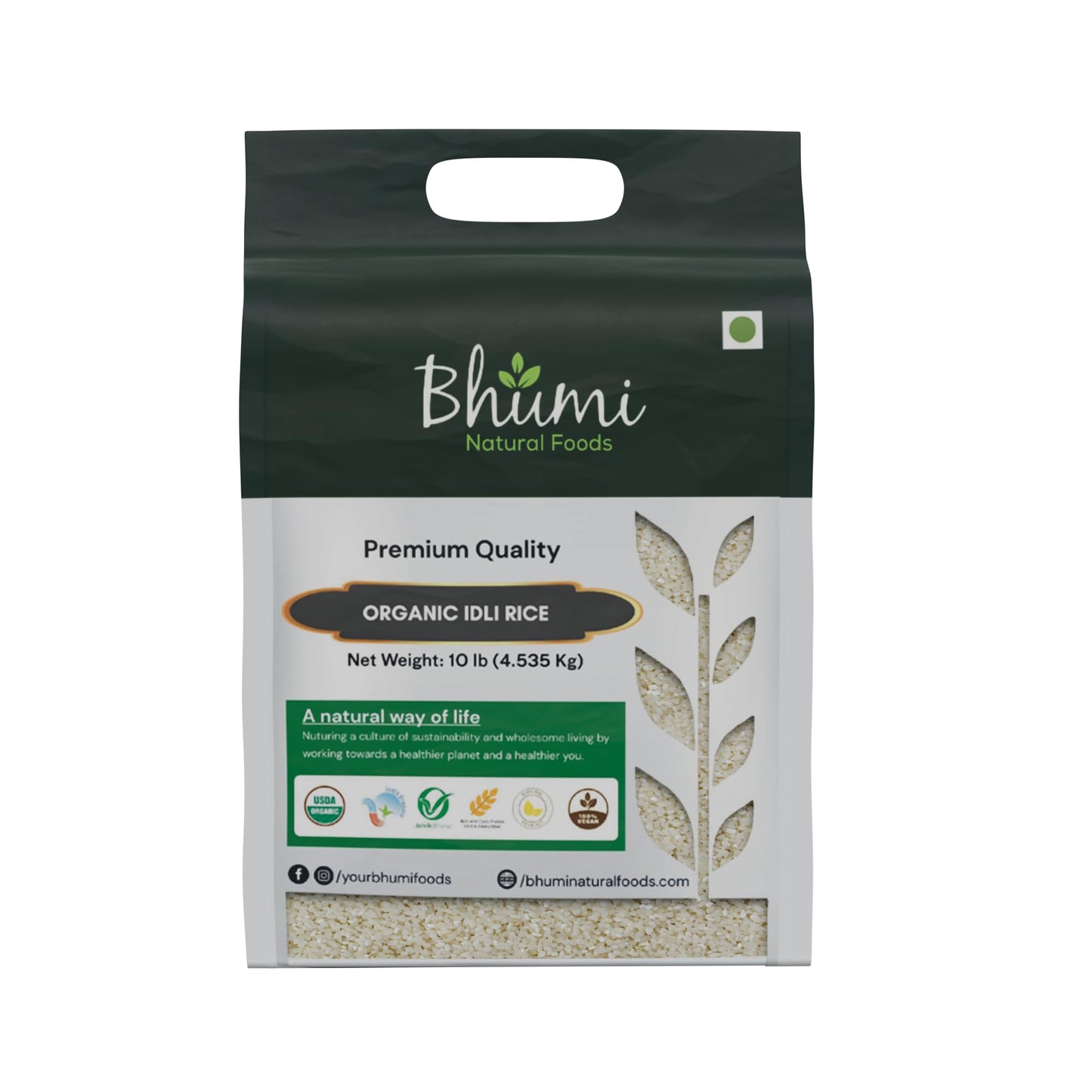 Bhumi Organic Idli Rice - USDA Organic, Non-GMO, Parboiled Short Grain, 10 Pounds