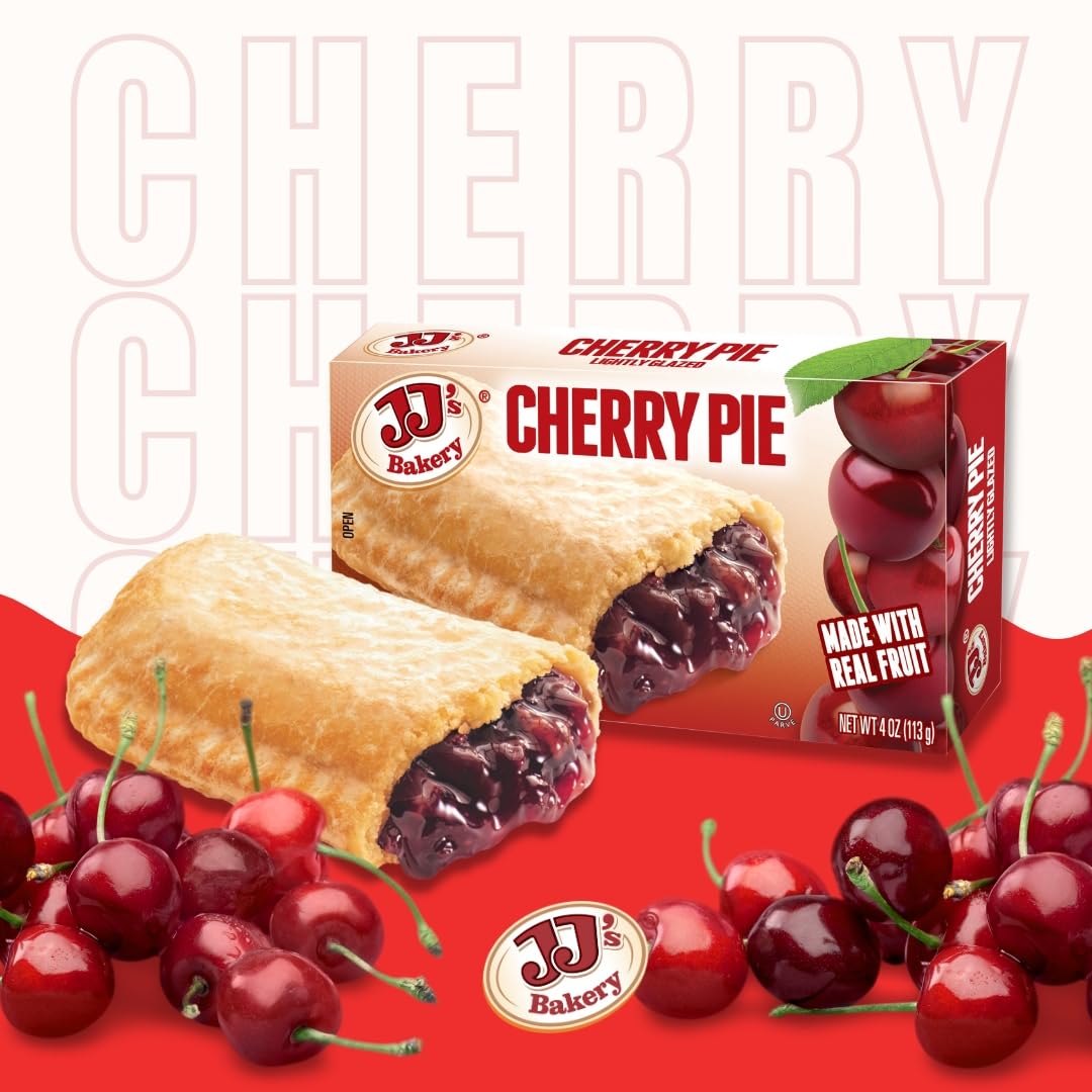 Jj'S Bakery Cherry Pie Snack Pies, Individual Dessert, Fresh-Baked, Nut-Free, Kosher Parve, 4 Oz Each (Pack Of 12)