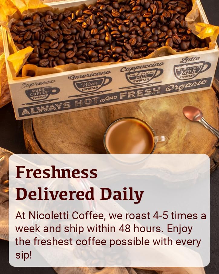Nicoletti Coffee Espresso (100% Arabica M22 Roast) 2Lb Organic Whole Beans