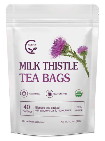 Organic Milk Thistle Tea Bags, 40 Teabags, 3G/Bag - Supports Liver Function, Liver Detox And Overall Health, Certified Free