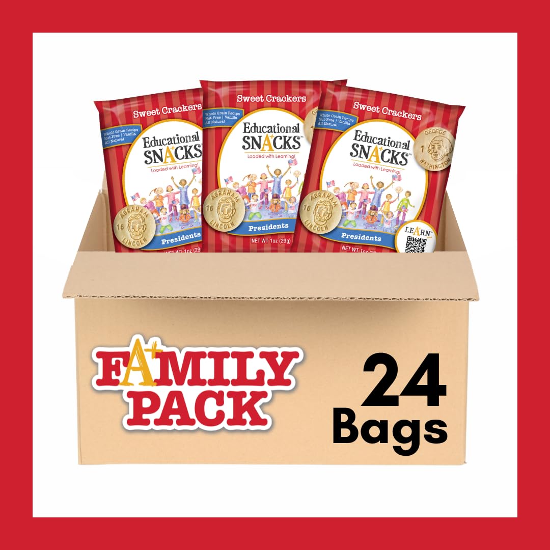 DICK & JANE EDUCATIONAL SNACKS – U.S. Presidents Edition, Nut-Free, 24-Pack, 1 Ounce Each