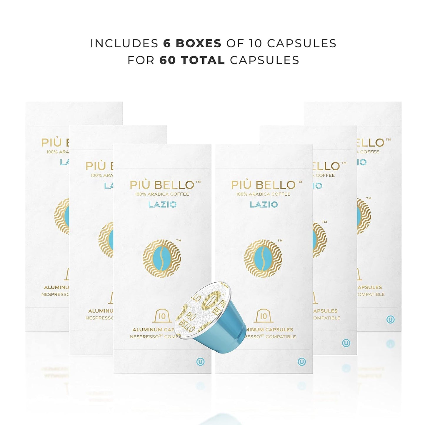 PIU BELLO Espresso Coffee Pods for Nespresso Original – Rich & Balanced Taste – 60 Count Pack