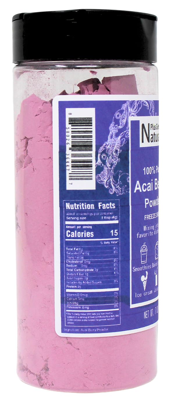 Npg Freeze Dried Acai Berry Juice Powder 7 Ounces, Superfood Acai Berries Purple Powder For Drinks And Food Coloring, Non-Gmo, N