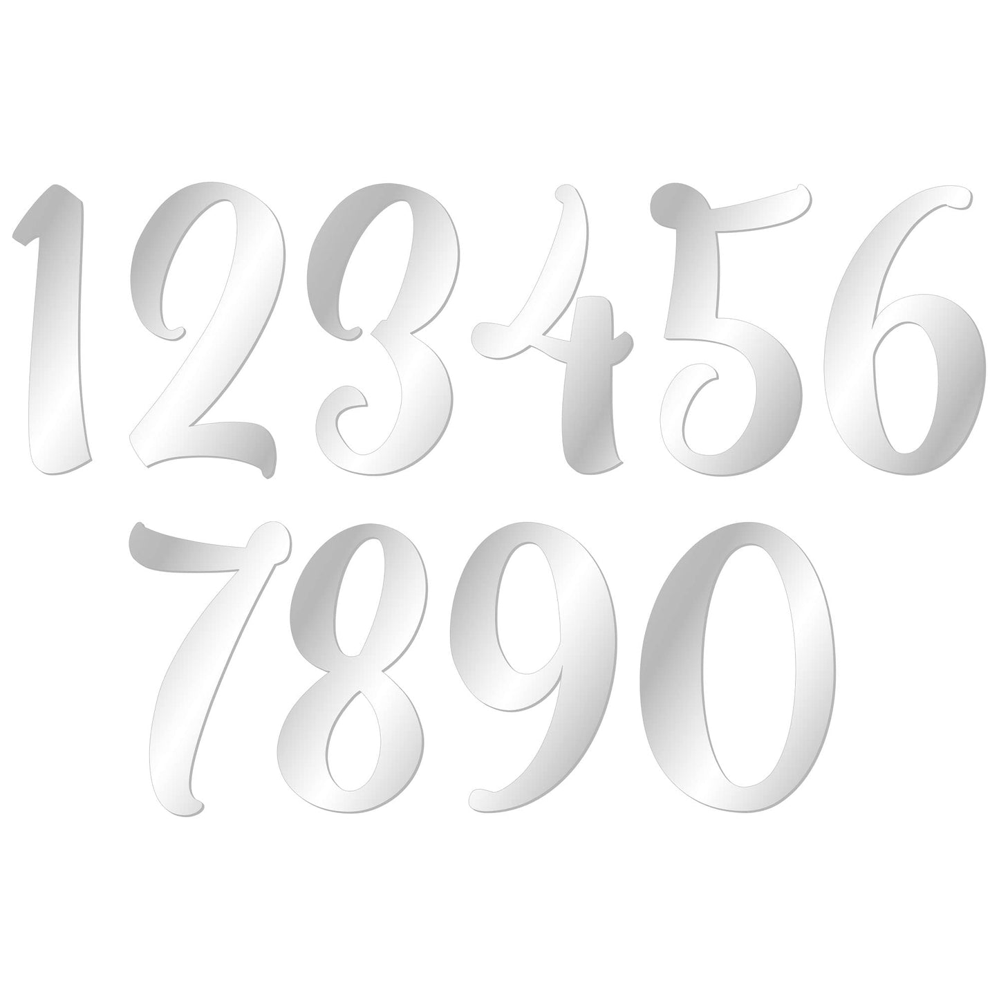 Gyufise 10Pcs Acrylic Number Cake Topper Diy Cupcake Toppers With 0-9 Numbers Mirrored Silver Picks For Wedding Cake Decorations