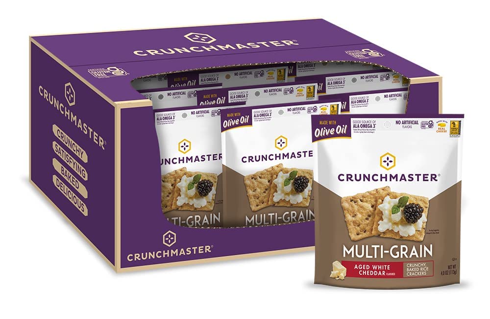 Crunchmaster Multi-Grain Crackers Aged White Cheddar, Gluten Free, 4 Ounce (Pack of 12)