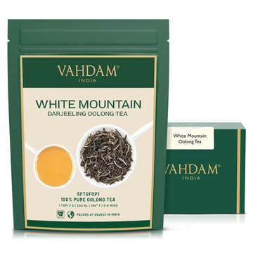VAHDAM, White Mountain Oolong Tea Loose Leaf (25 Cups) | 100% PURE Oolong Tea Leaves | Darjeeling Tea | | Brew as Hot, Iced Tea 