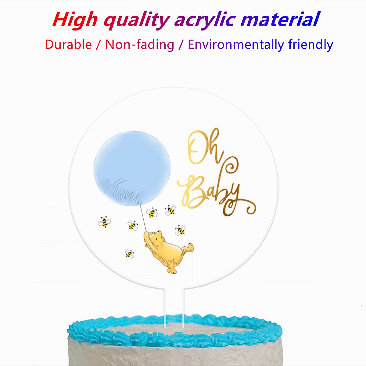 Pooh Cake Topper Acrylic Cute Winnie Cake Topper For Birthday Party Cake Decorations Baby Shower Decorations Perfect Addition Fo