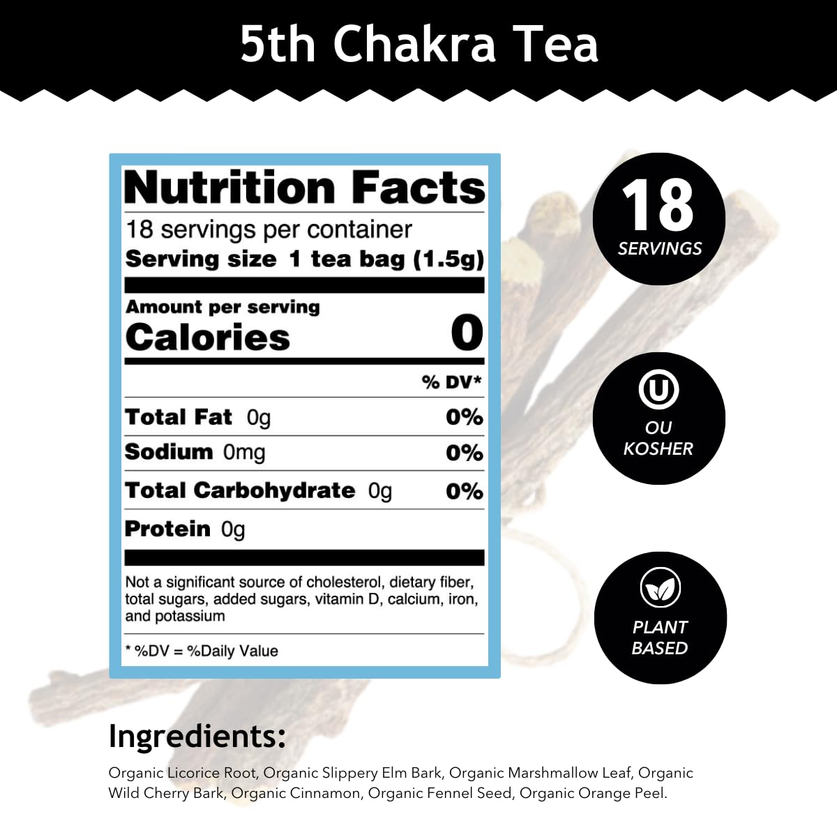 Buddha Teas - 5th Chakra Tea - Organic Herbal Tea - For Communication, Creativity & Self-Expression - With Licorice, Cinnamon &