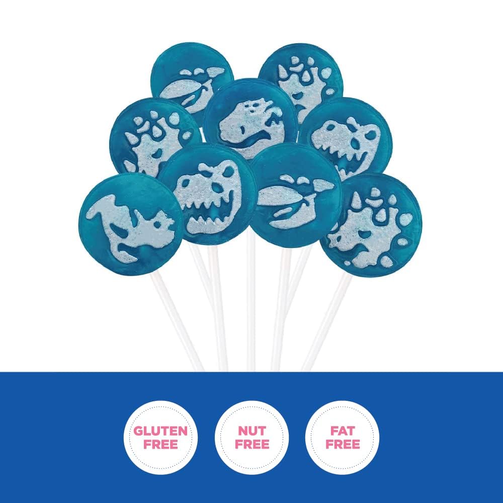Dinos Lollipops - 2 Pound Bulk Pack (About 110 Count) - Icing Tattoo Suckers - Wildberry Flavor - Individually Wrapped