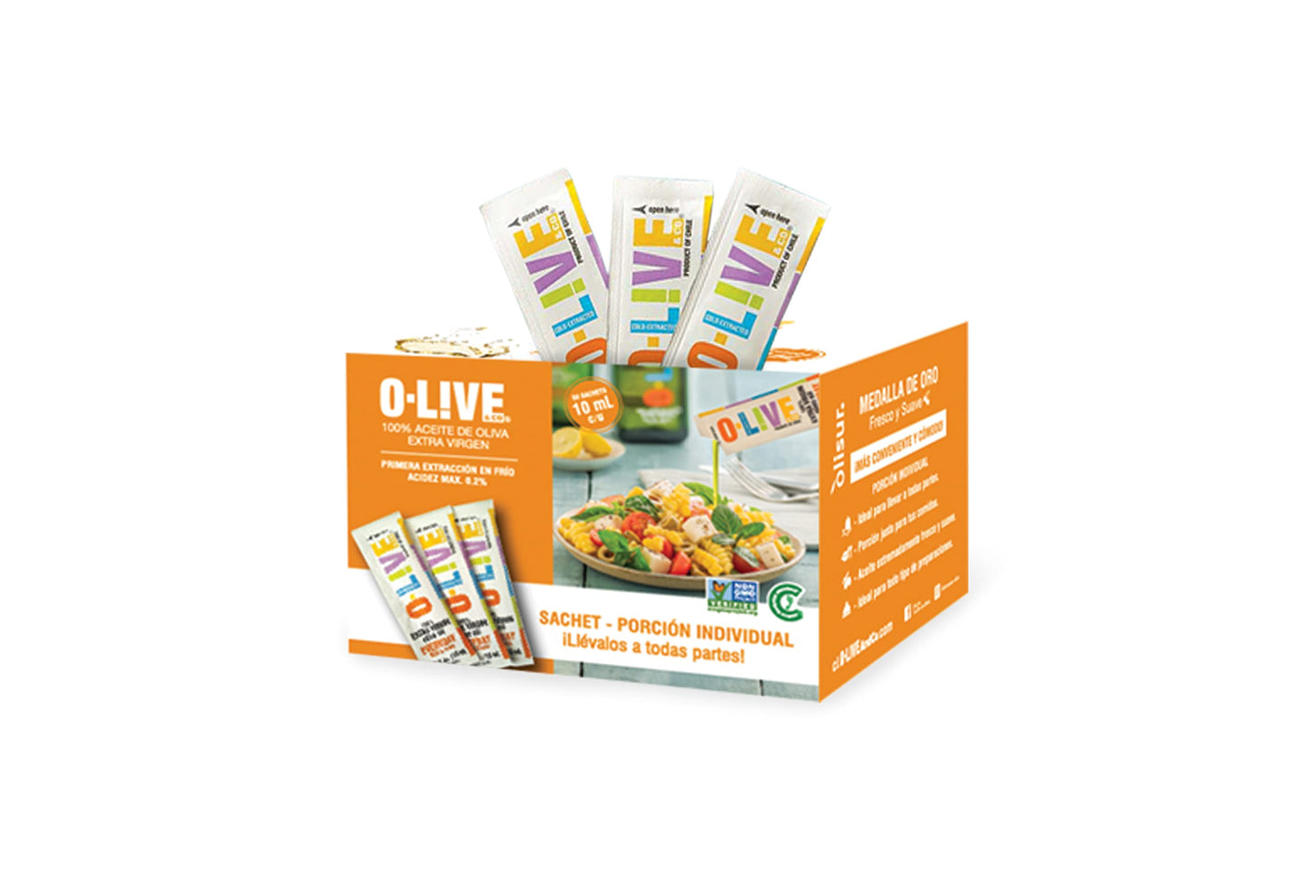 O-Live & Co. Top-Grade 100% Extra Virflavor Blend Olive Oil Single Serve Packets - Pack Of 50 -Cold Pressed - Salad Dressing - Kosher - Non Gmo - Vegan