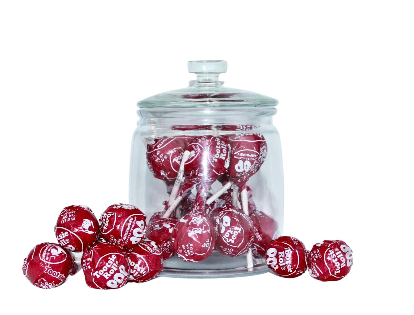 Red Raspberry Red Lollipops, Red Tootsy Pops, by Queen City Candy Cave,(1 Pound)