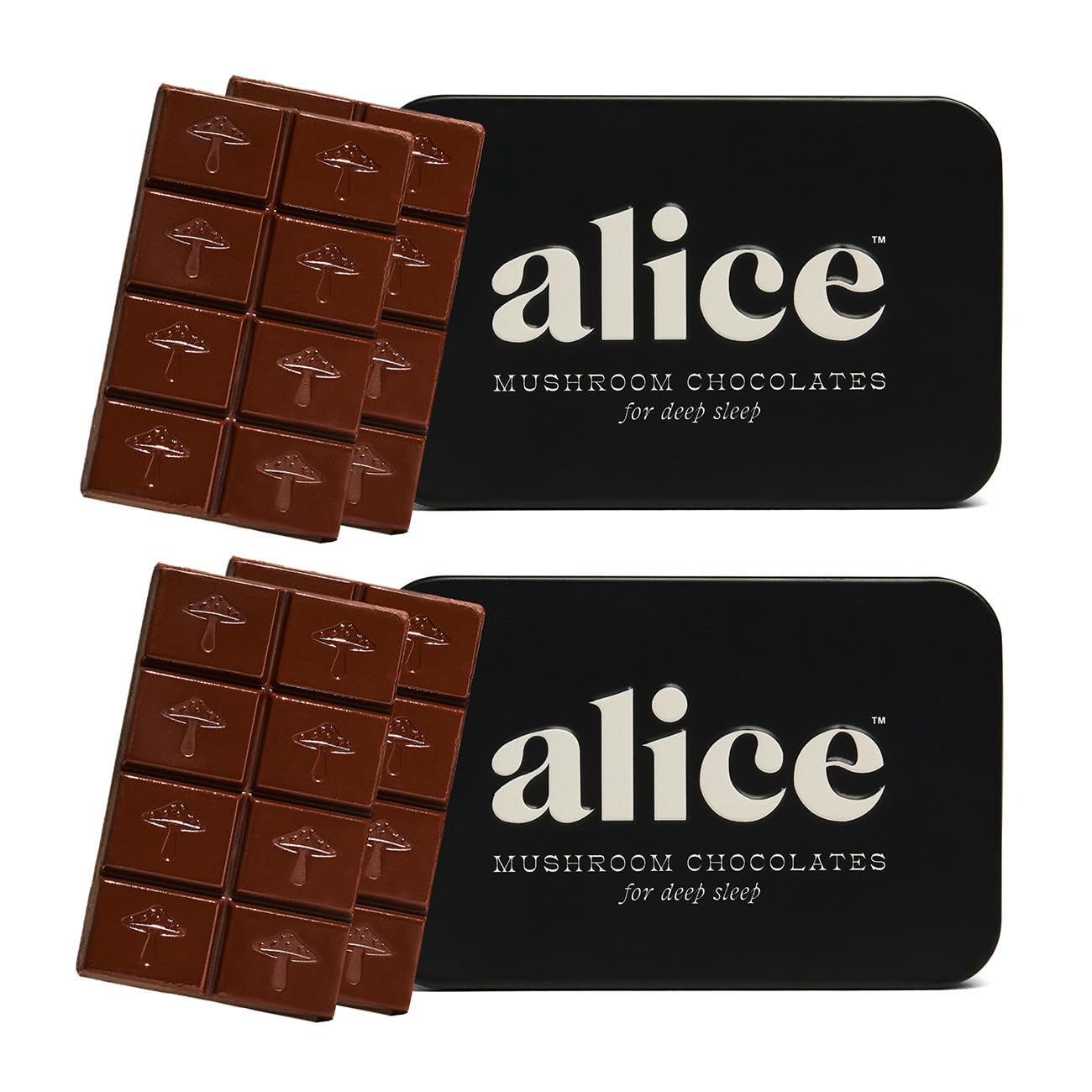 Alice Nightcap 2-Pack Functional Mushroom Chocolates, Supports Deep Sleep, Cream, 3.68 inches