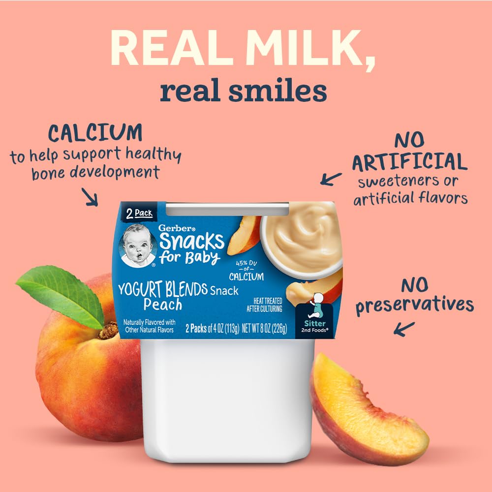 Gerber Baby Food, Yogurt Blends Snack, Strawberry Banana, Crawler, 8+ Months, Baby Snacks, Baby Yogurt, No Artificial Flavors Or