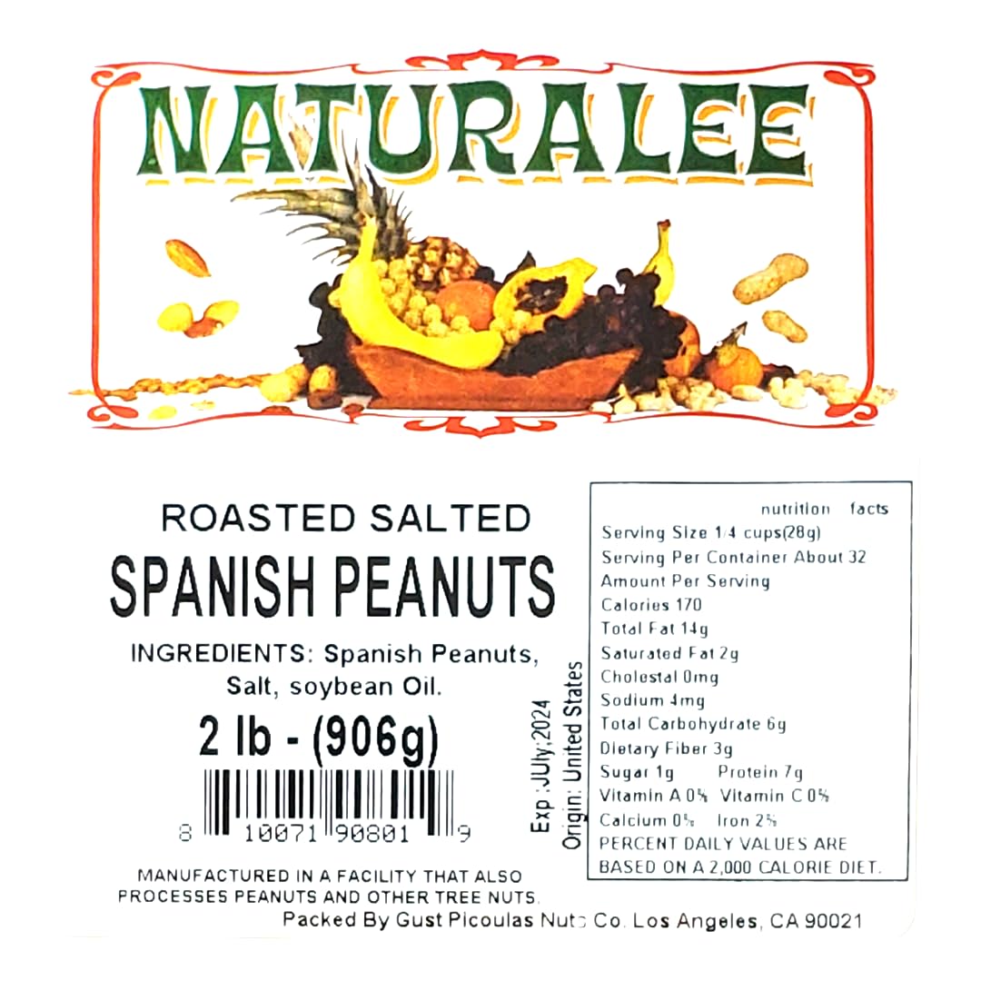 Naturalee Roasted & Salted Spanish Peanuts - High Protein Snack, 2 lbs