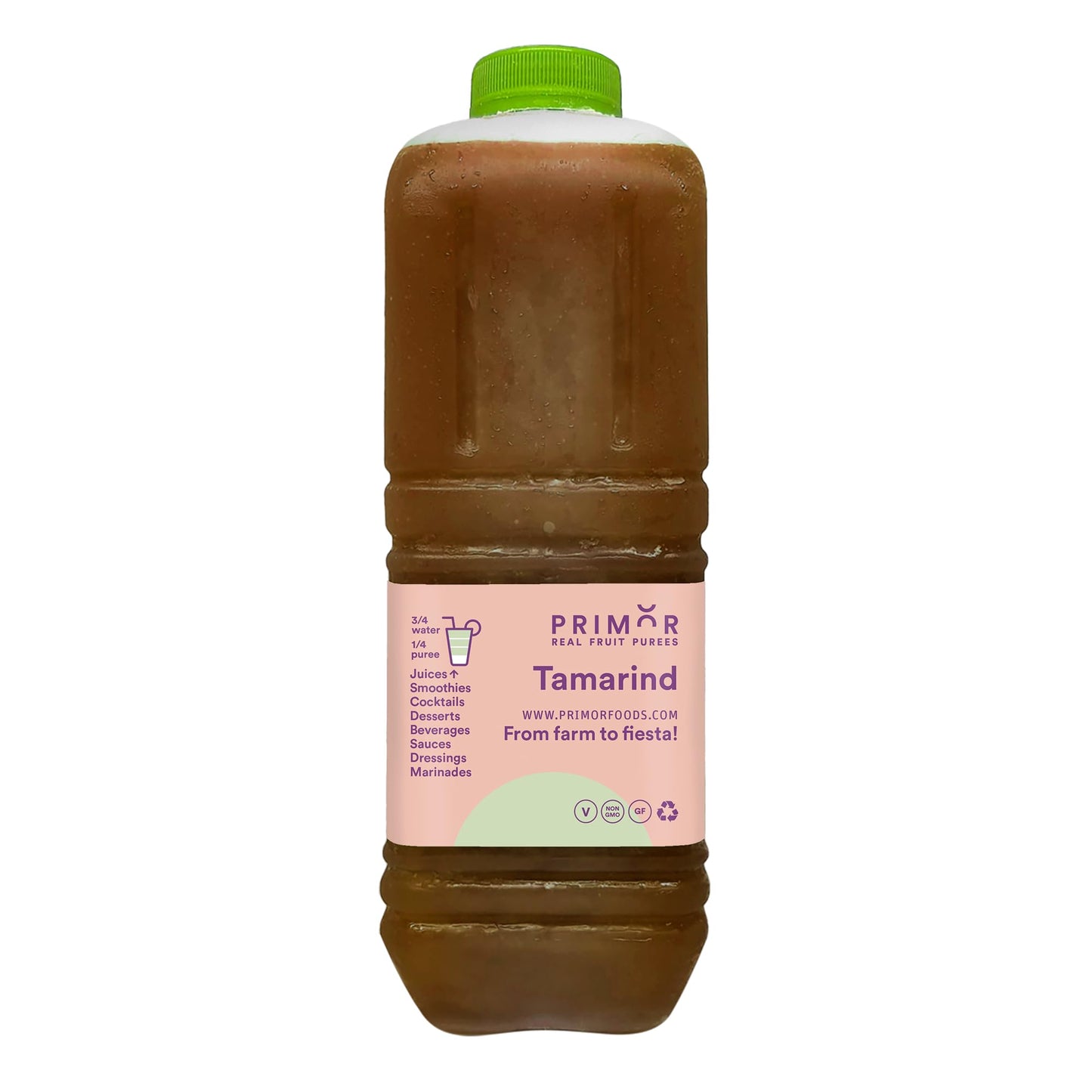 PRIMOR Fruit Puree Tamarind - 64 Fl Oz - Made with Real Fruit for Juices, Smoothies, Cocktails, Desserts and More