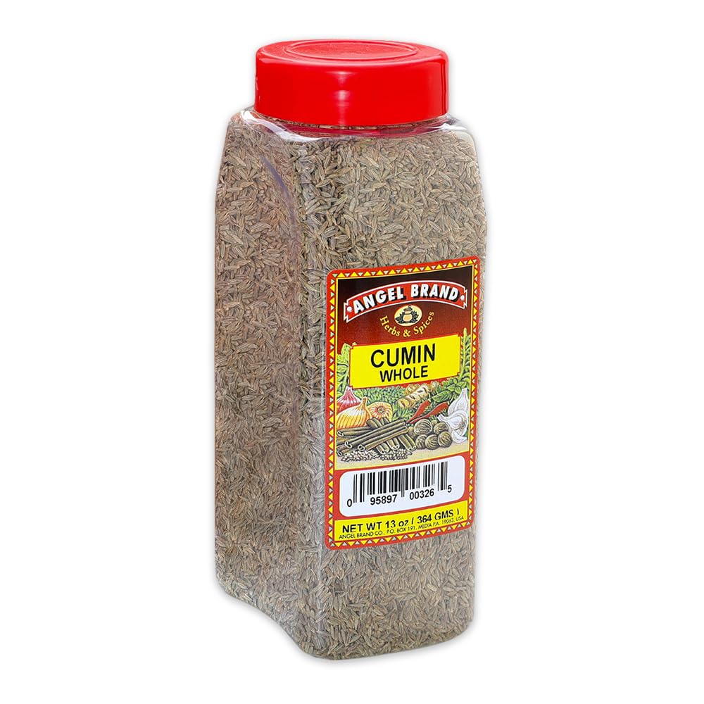 Angel Brand Cumin Seeds Whole 13oz Bottle - Premium Whole Cumin Seeds for Cooking, Spices, and Seasoning - Ideal for Indian, Mid
