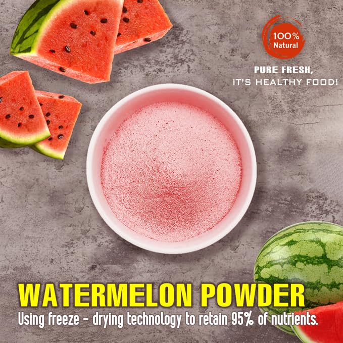 VIETFARMFOOD Watermelon Powder Freeze-Dried 2.47 Oz - Sugar-Free Mix for Drinks, Smoothies, and Baking