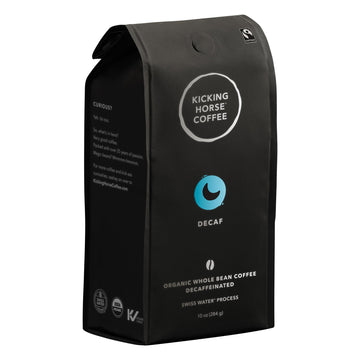 Kicking Horse Coffee, Decaf, Swiss Water Process, Dark Roast, Whole Bean - Certified Organic, Fairtrade, Kosher Coffee, 10 Ounce