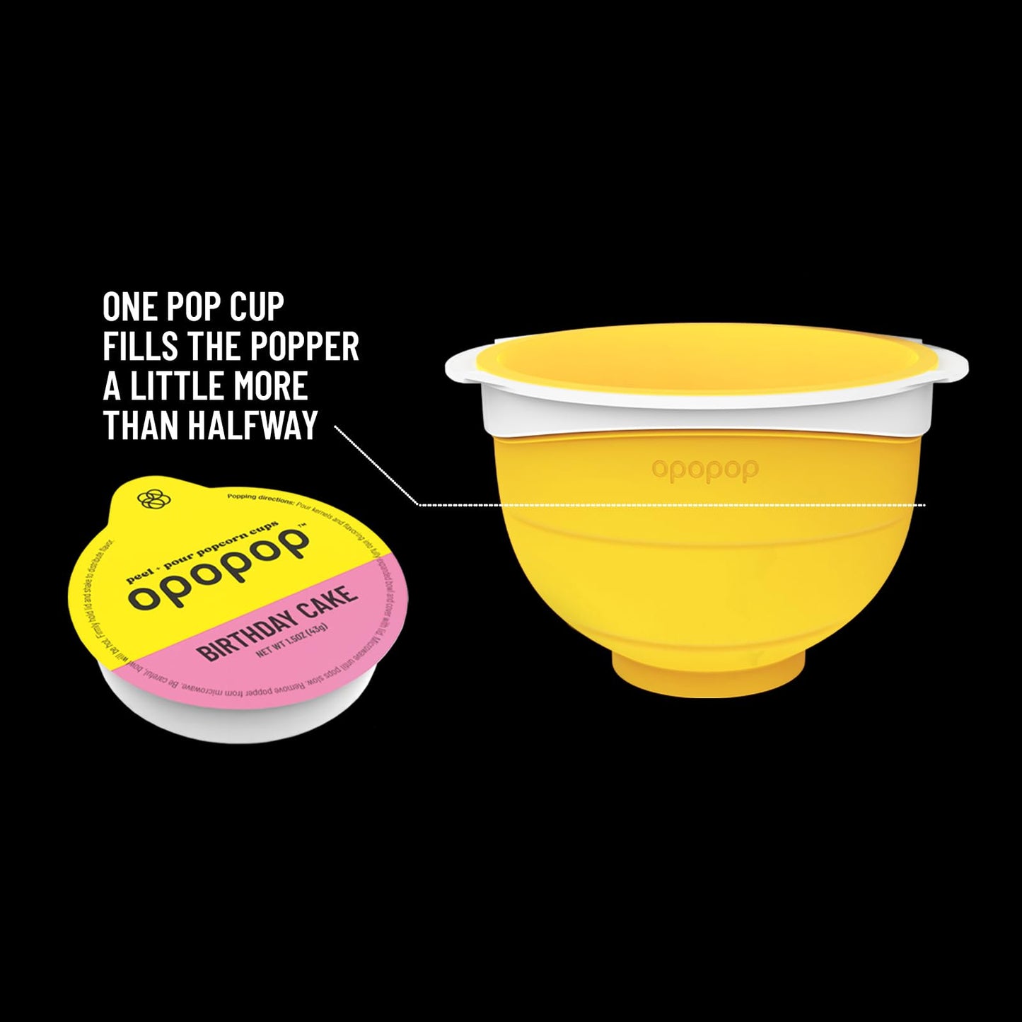 Opopop Microwave Popcorn - Pop Cups Birthday Cake 6-Pack, Non-Gmo Gourmet Popcorn Kernels & Popcorn Flavoring, Gluten Free Snack