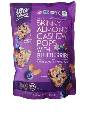 Skinny Almond Cashew Pops with Blueberries, No Trans Fat, No Cholestrol, Low Sodium - 15 Ounce