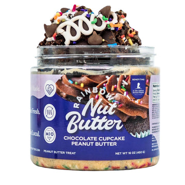 Rainbow Nut Butter Chocolate Cupcake Peanut Butter, Spread, Treat, Snack, 16 Oz Jar