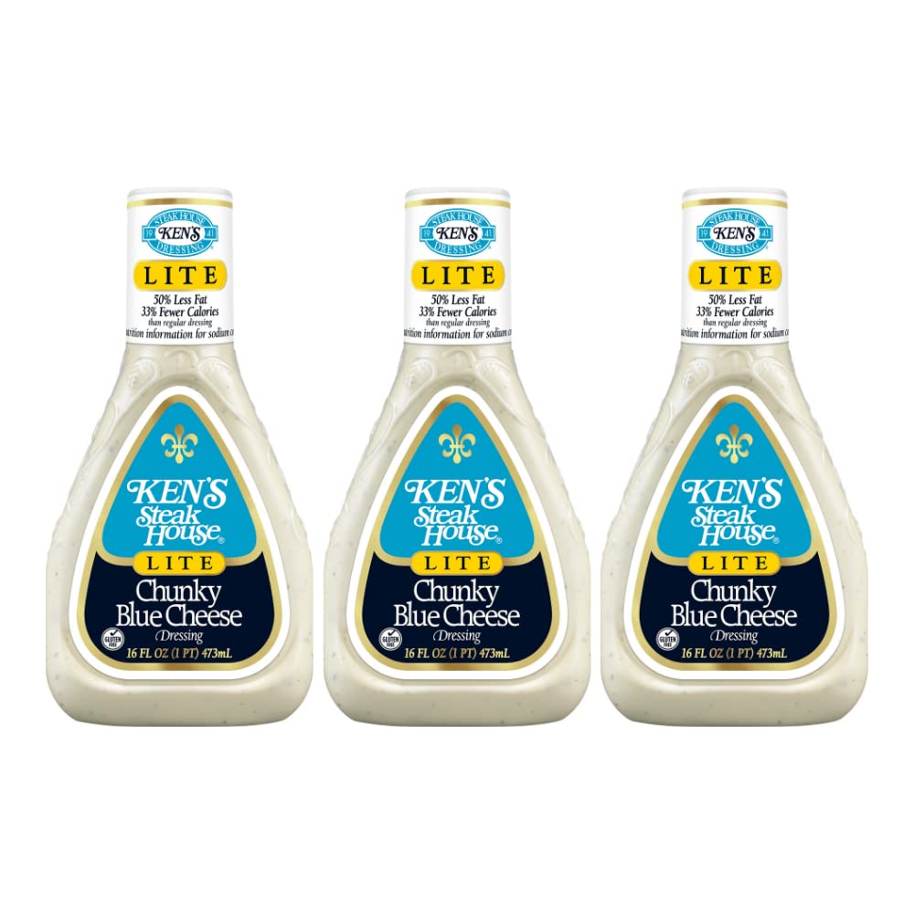 Ken's Steak House Lite Chunky Blue Cheese Dressing (16 Fl Oz, Pack of 3)