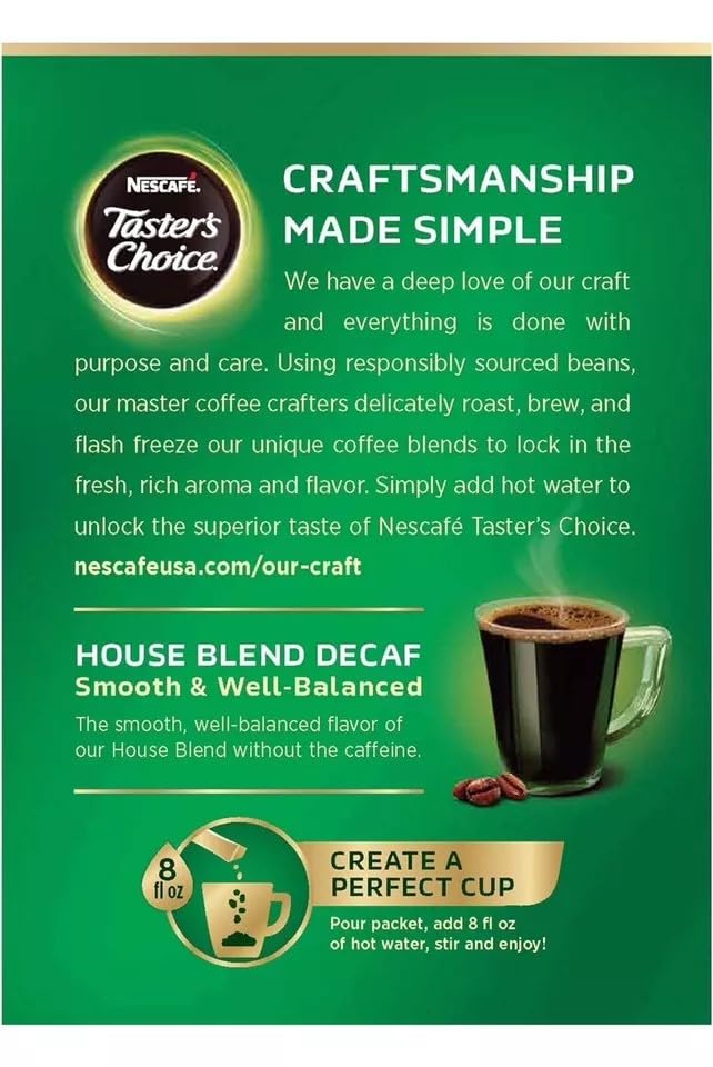 Nescafe Taster'S Choice Decaf Instant Coffee, House Blend, 16 Count
