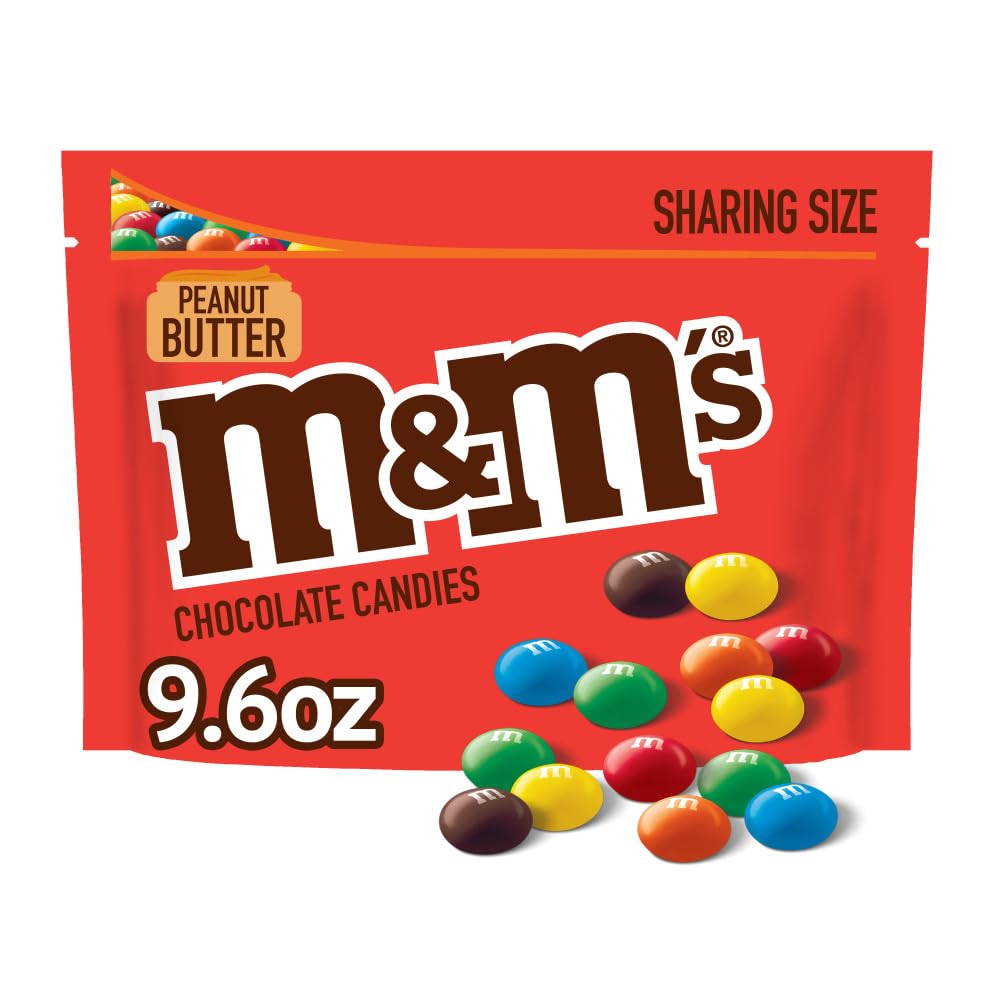 M&M'S Peanut Butter Chocolate Candy, Super Bowl Sharing Size, 9.6 Oz Bag