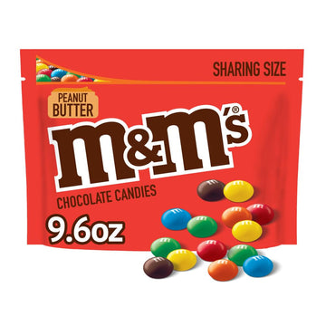 M&M'S Peanut Butter Chocolate Candy, Super Bowl Sharing Size, 9.6 Oz Bag