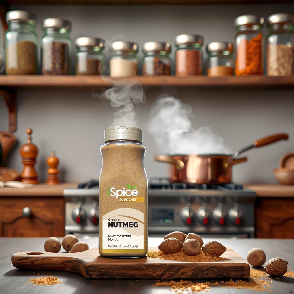Ispice Premium Nutmeg, Ground Nutmeg Is Gluten Free And Non-Gmo, 100% Natural, Ground Is Used In Coffee, Tea, Hot Chocolate, Cur